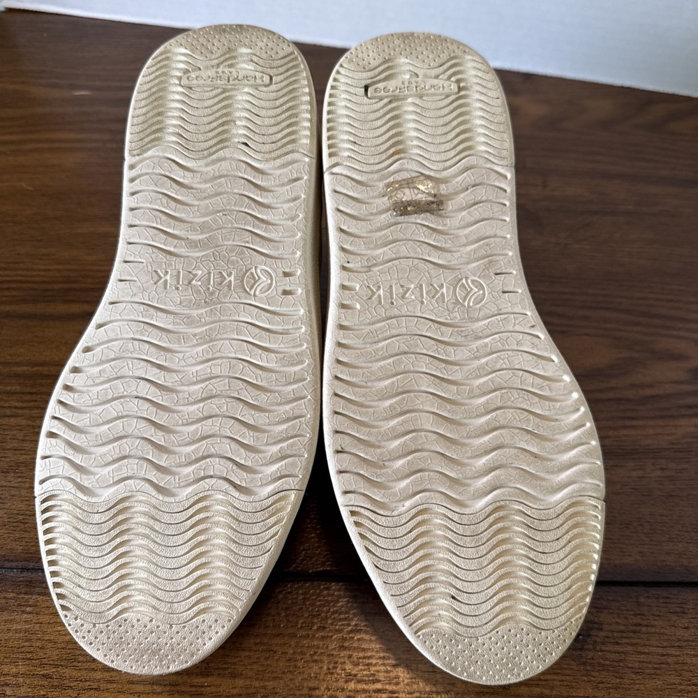 Kizik Womens Vegas Floral Sneaker Size 7 Cream Leather Hands Free Slip On Shoe - Picture 9 of 9
